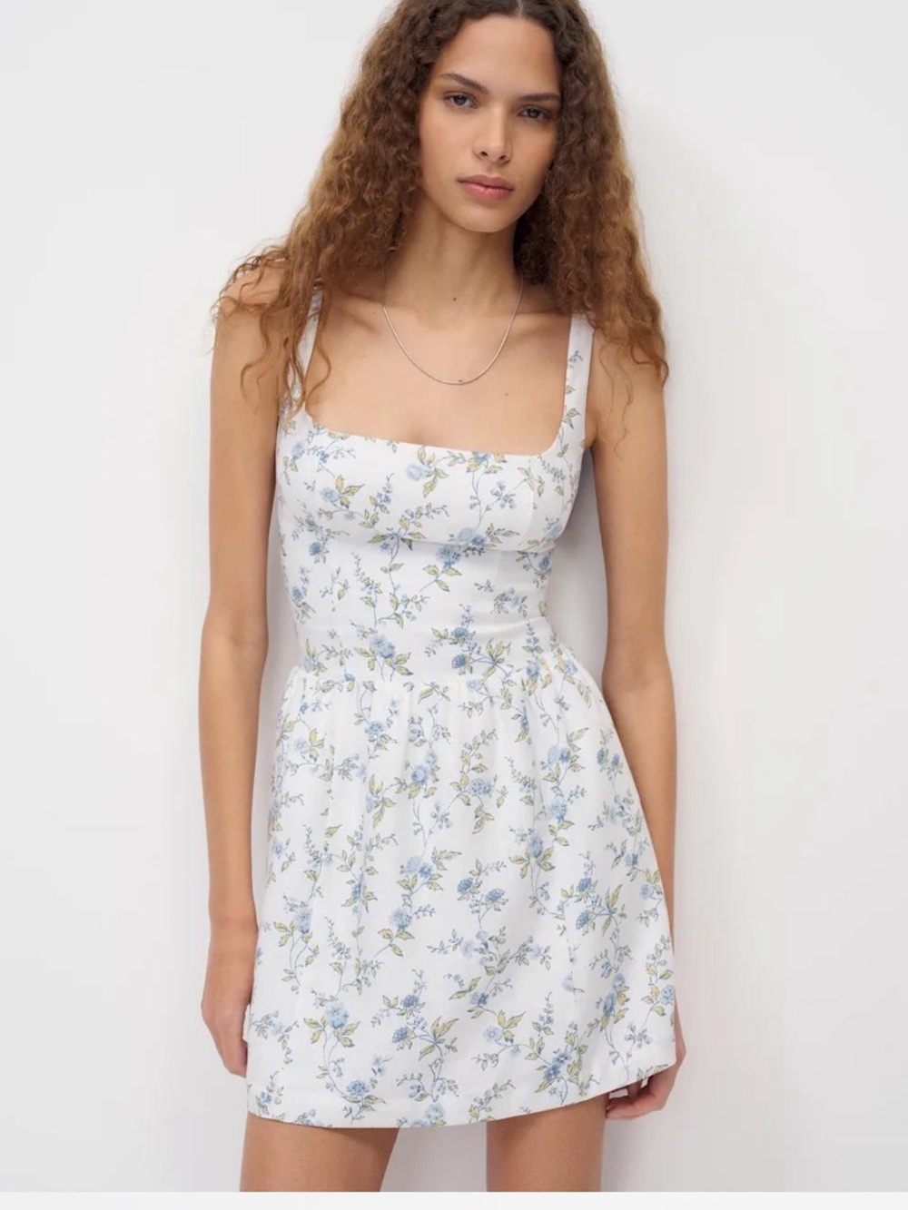 Reformation Janu Linen Floral Blue/White Mini Dress